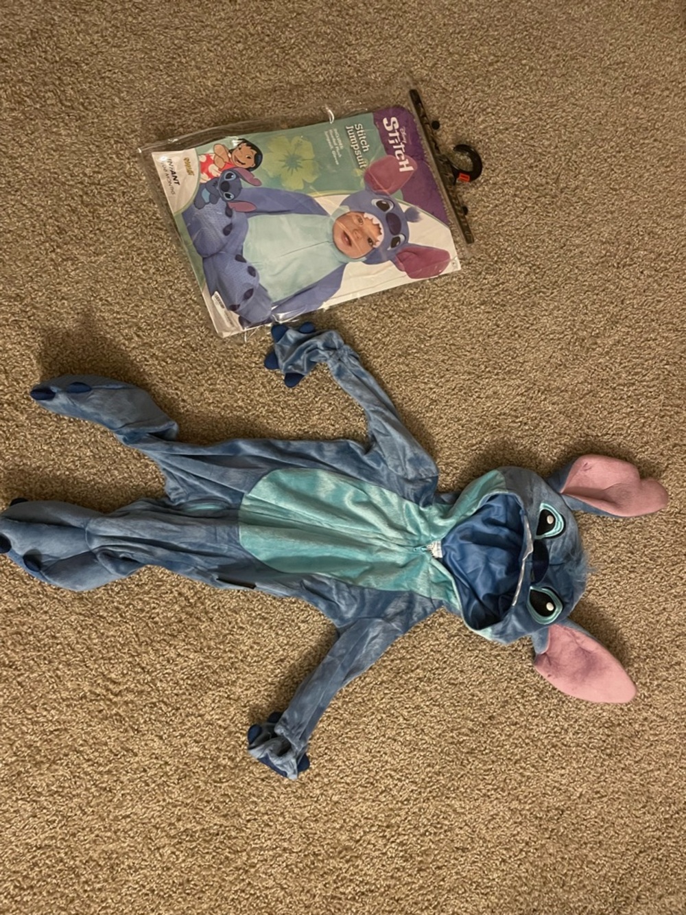 Disney Stitch Plush Blue and Pink Hooded Kids Costume